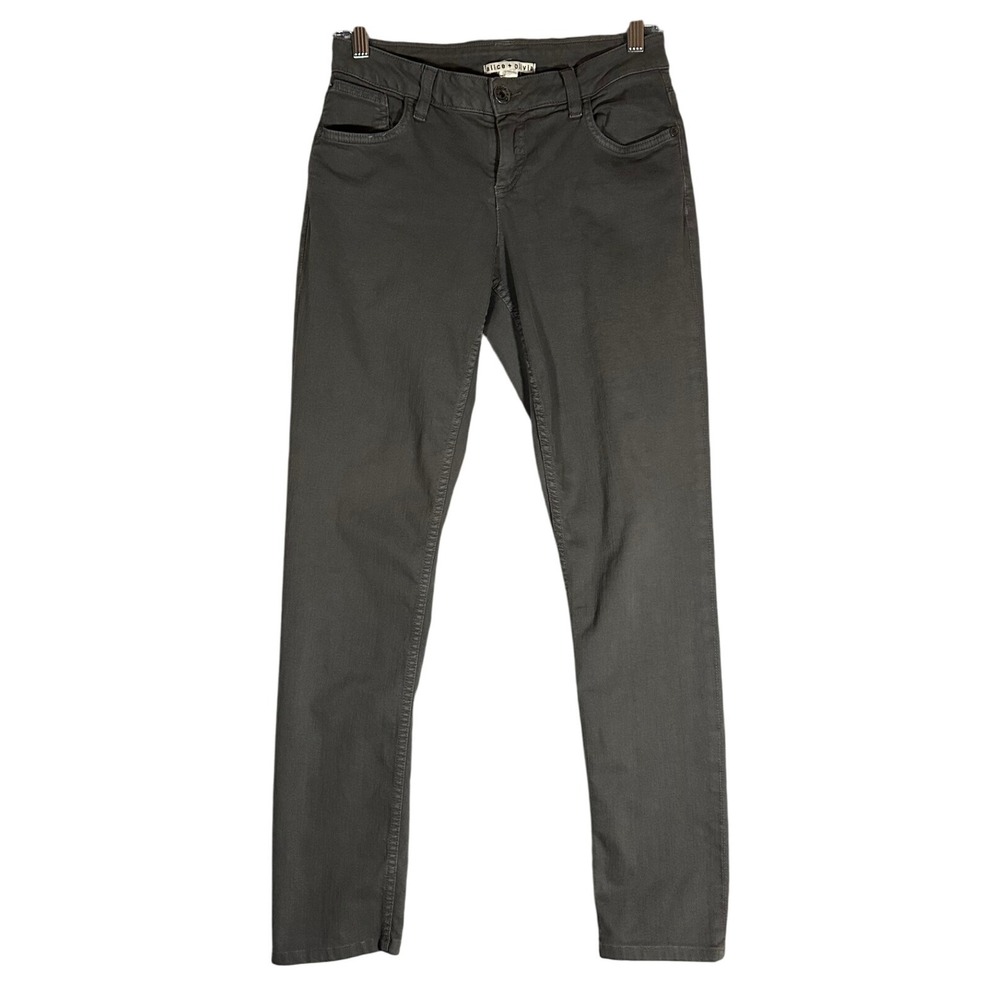 Alice +‎ Olivia Dark Gray Skinny Jeans Sz 28 Made in USA Stretch 28.5" Inseam